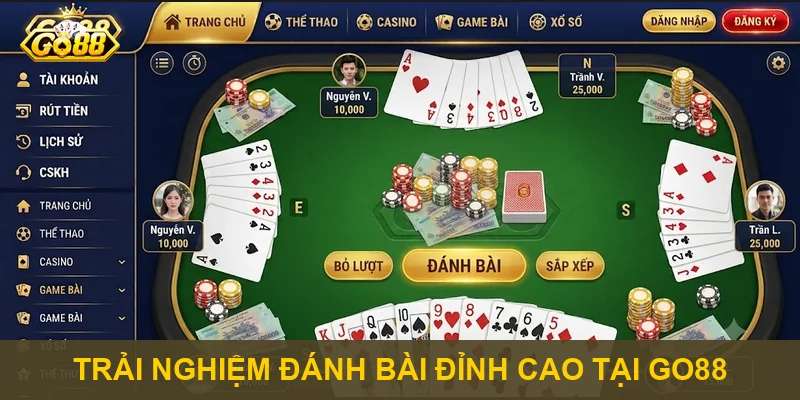 Trải nghiệm đánh bài đỉnh cao tại Go88